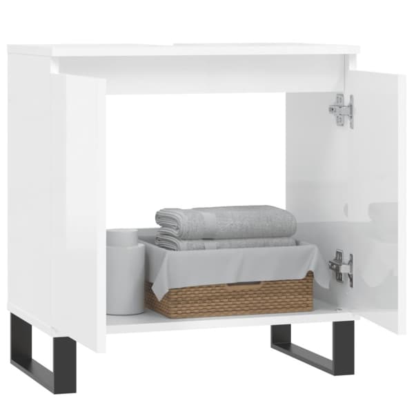 vidaXL Badrumsskåp vit högglans 58x33x60 cm konstruerat trä -  Badrumsunderskåp
