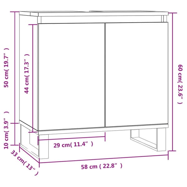 vidaXL Badrumsskåp vit högglans 58x33x60 cm konstruerat trä -  Badrumsunderskåp