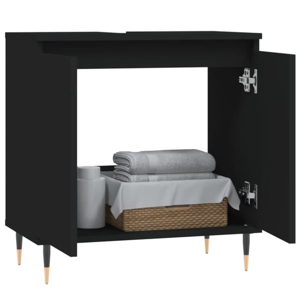 vidaXL Kylpyhuoneen kaappi musta 58x33x60 cm tekninen puu - Kylpyhuoneen kampauspöydät
