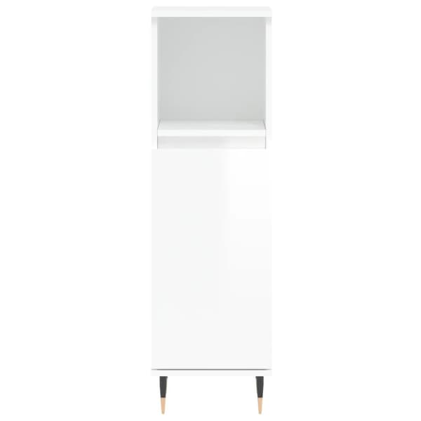 vidaXL Badrumsskåp vit högglans 30x30x100 cm konstruerat trä -  Badrumsunderskåp