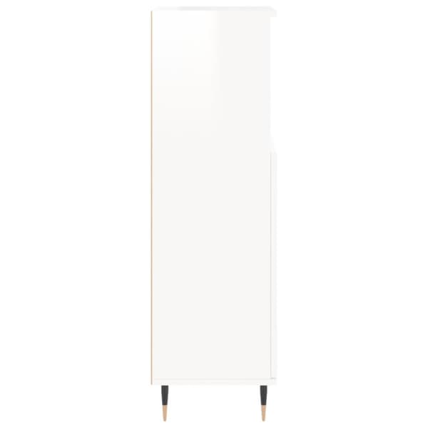 vidaXL Badrumsskåp vit högglans 30x30x100 cm konstruerat trä -  Badrumsunderskåp