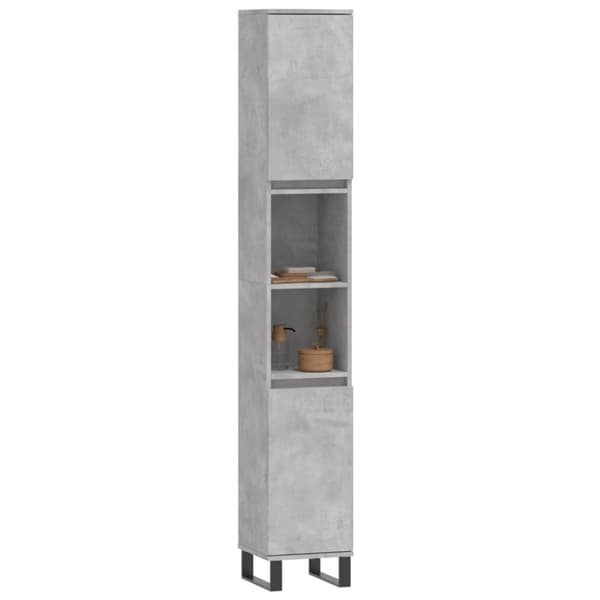vidaXL Kylpyhuoneen kaappi betoninharmaa 30x30x190 cm tekninen puu -  Kylpyhuoneen kampauspöydät