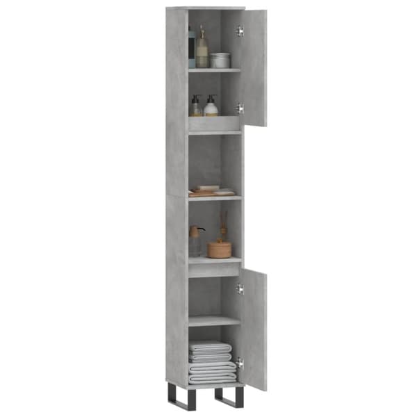 vidaXL Kylpyhuoneen kaappi betoninharmaa 30x30x190 cm tekninen puu -  Kylpyhuoneen kampauspöydät
