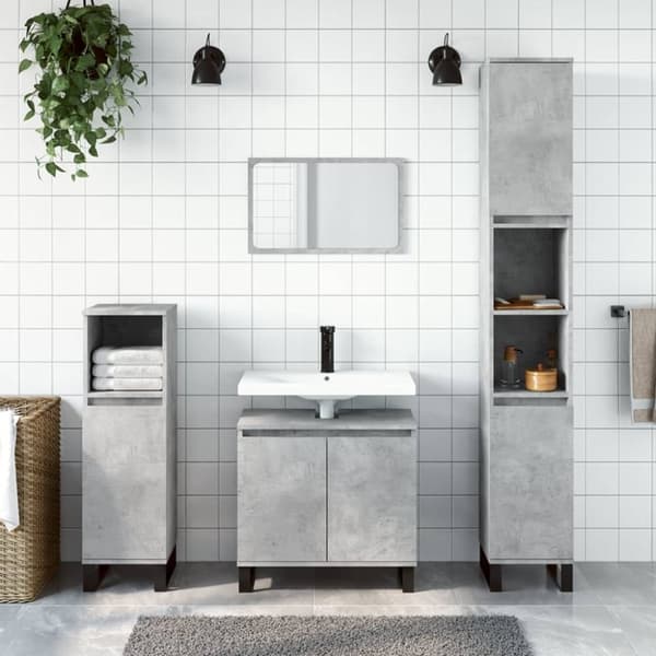 vidaXL Kylpyhuoneen kaappi betoninharmaa 30x30x190 cm tekninen puu -  Kylpyhuoneen kampauspöydät