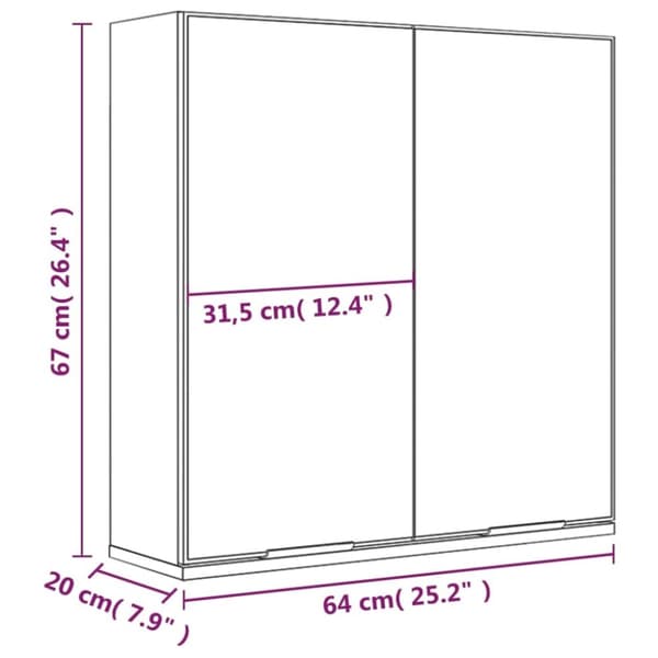 vidaXL Spegelskåp vit 64x20x67 cm -  Badrumsunderskåp