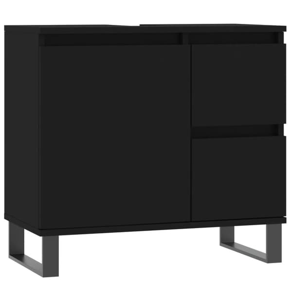 vidaXL Kylpyhuoneen kaappi musta 65x33x60 cm tekninen puu -  Kylpyhuoneen kampauspöydät