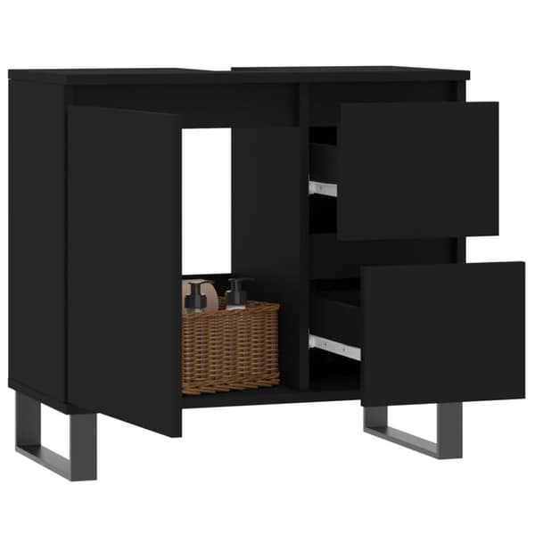 vidaXL Kylpyhuoneen kaappi musta 65x33x60 cm tekninen puu -  Kylpyhuoneen kampauspöydät