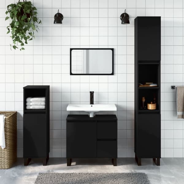 vidaXL Badrumsskåp svart 65x33x60 cm konstruerat trä -  Badrumsunderskåp