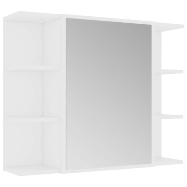 vidaXL badeværelsesskab med spejl 80x20,5x64 cm konstrueret træ hvid -  Badeværelsesborde