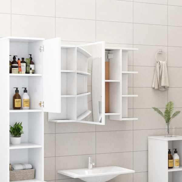 vidaXL badeværelsesskab med spejl 80x20,5x64 cm konstrueret træ hvid -  Badeværelsesborde