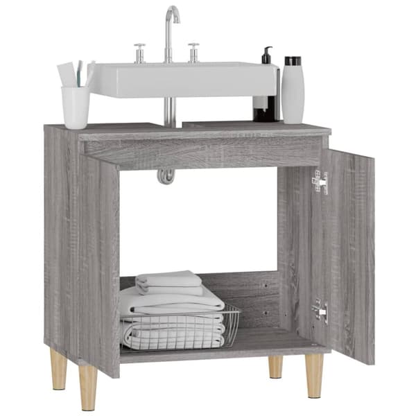 vidaXL Tvättställsskåp grå sonoma 58x33x60 cm konstruerat trä -  Badrumsunderskåp