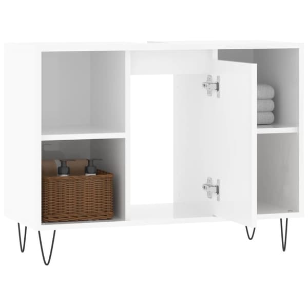 vidaXL Kylpyhuoneen kaappi korkeakiilto valk. 80x33x60 cm tekninen puu -  Kylpyhuoneen kampauspöydät