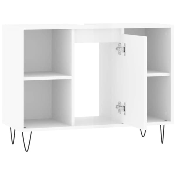 vidaXL Kylpyhuoneen kaappi korkeakiilto valk. 80x33x60 cm tekninen puu -  Kylpyhuoneen kampauspöydät
