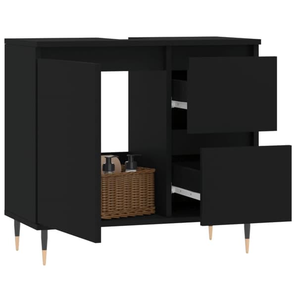 vidaXL Badrumsskåp svart 65x33x60 cm konstruerat trä -  Badrumsunderskåp