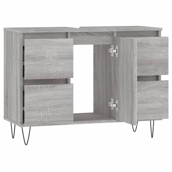 vidaXL badeværelsesskab 80x33x60 cm konstrueret træ grå sonoma-eg -  Badeværelsesborde