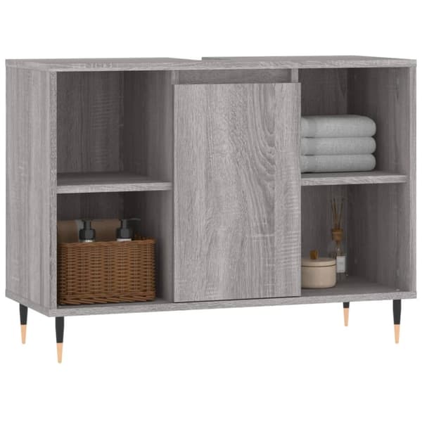 vidaXL Badrumsskåp grå sonoma 80x33x60 cm konstruerat trä -  Badrumsunderskåp