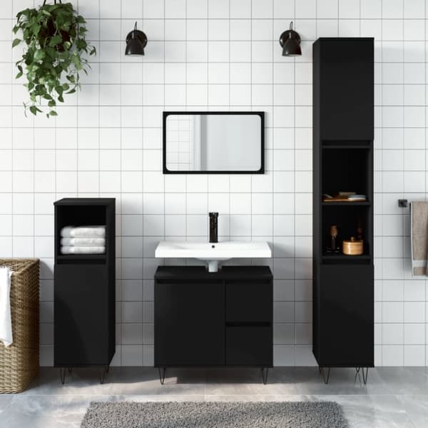 vidaXL Badrumsskåp svart 65x33x60 cm konstruerat trä -  Badrumsunderskåp