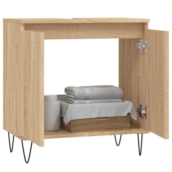 vidaXL Badrumsskåp sonoma-ek 58x33x60 cm konstruerat trä -  Badrumsunderskåp