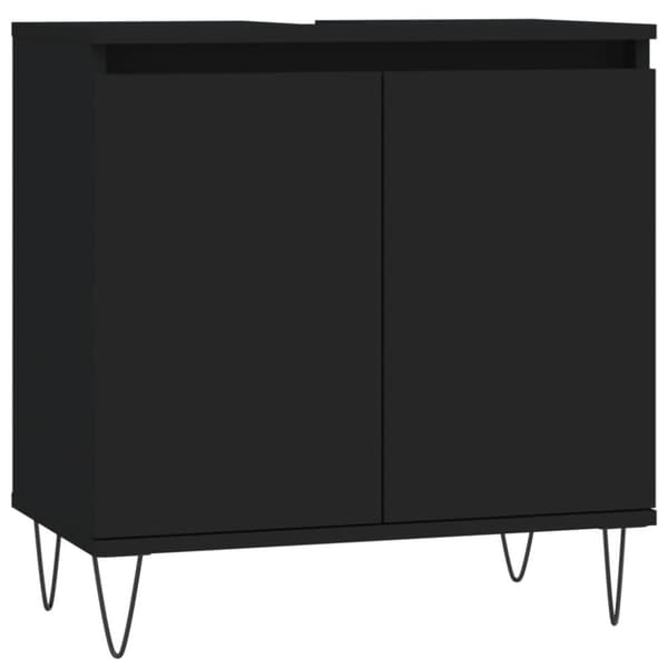 vidaXL Kylpyhuoneen kaappi musta 58x33x60 cm tekninen puu - Kylpyhuoneen kampauspöydät