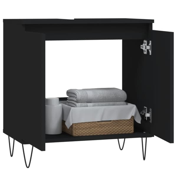 vidaXL Kylpyhuoneen kaappi musta 58x33x60 cm tekninen puu - Kylpyhuoneen kampauspöydät