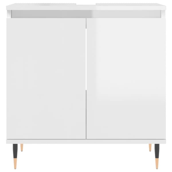 vidaXL Badrumsskåp vit högglans 58x33x60 cm konstruerat trä -  Badrumsunderskåp