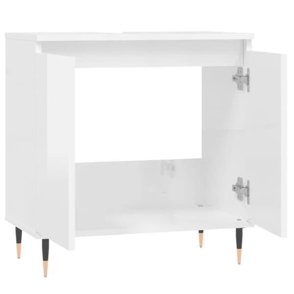 vidaXL Badrumsskåp vit högglans 58x33x60 cm konstruerat trä -  Badrumsunderskåp