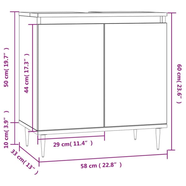 vidaXL Badrumsskåp vit högglans 58x33x60 cm konstruerat trä -  Badrumsunderskåp