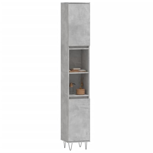 vidaXL Badrumsskåp betonggrå 30x30x190 cm konstruerat trä -  Badrumsunderskåp