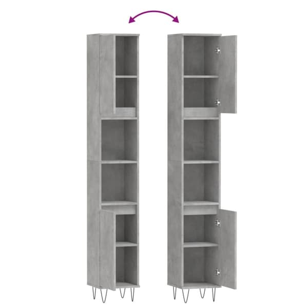 vidaXL Badrumsskåp betonggrå 30x30x190 cm konstruerat trä -  Badrumsunderskåp