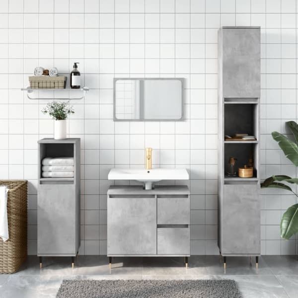 vidaXL Badrumsskåp betonggrå 30x30x190 cm konstruerat trä -  Badrumsunderskåp