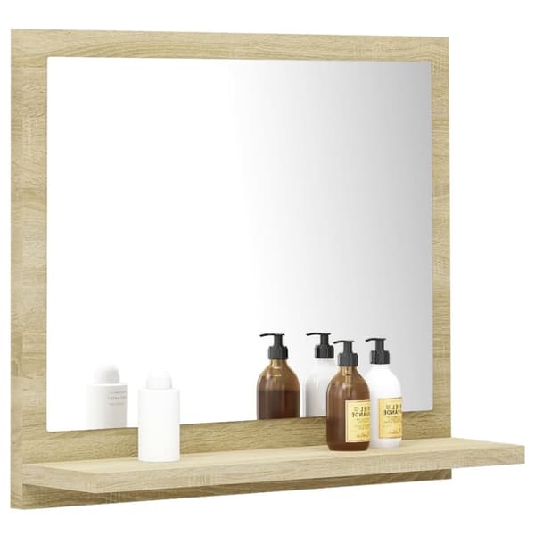 vidaXL badeværelsesspejl 40x10,5x37 cm konstrueret træ sonoma-eg -  Badeværelsesborde