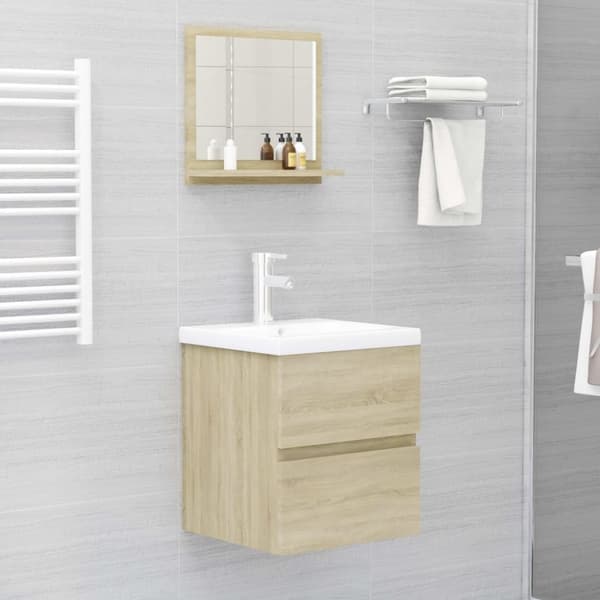 vidaXL badeværelsesspejl 40x10,5x37 cm konstrueret træ sonoma-eg -  Badeværelsesborde