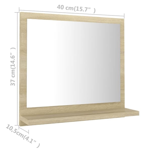 vidaXL badeværelsesspejl 40x10,5x37 cm konstrueret træ sonoma-eg -  Badeværelsesborde