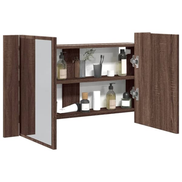 vidaXL Kylpyhuoneen LED peilikaappi ruskea tammi 80x12x45 cm akryyli -  Kylpyhuoneen kampauspöydät