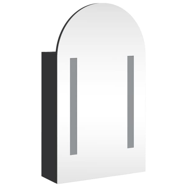 vidaXL Spegelskåp och LED-lampa bågformad svart 42x13x70 cm -  Badrumsunderskåp