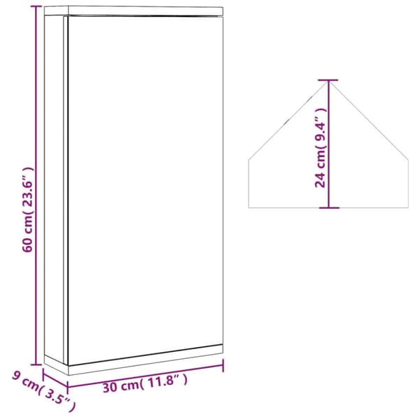 vidaXL Spegelskåp hörn vit 30x24x60 cm -  Badrumsunderskåp