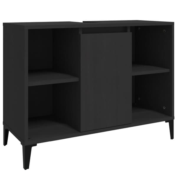 vidaXL Tvättställsskåp svart 80x33x60 cm konstruerat trä -  Badrumsunderskåp