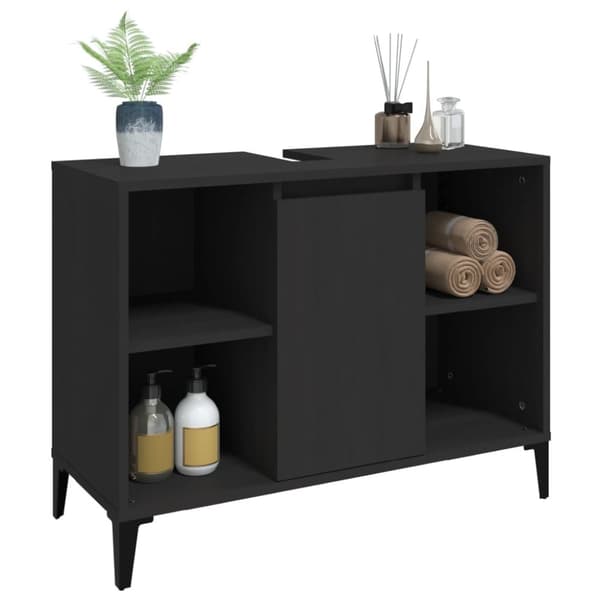 vidaXL Tvättställsskåp svart 80x33x60 cm konstruerat trä -  Badrumsunderskåp