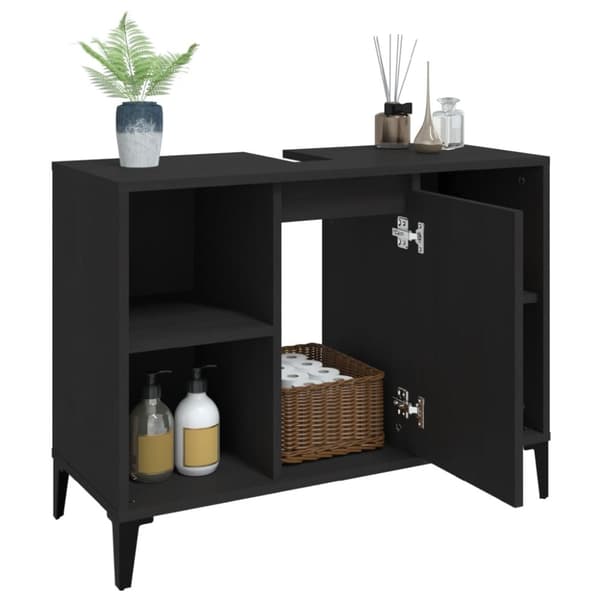 vidaXL Tvättställsskåp svart 80x33x60 cm konstruerat trä -  Badrumsunderskåp