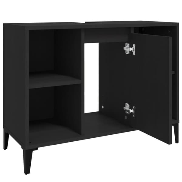 vidaXL Tvättställsskåp svart 80x33x60 cm konstruerat trä -  Badrumsunderskåp