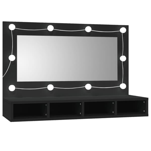 vidaXL spejlskab med LED-lys 90x31,5x62 cm sort -  Badeværelsesborde