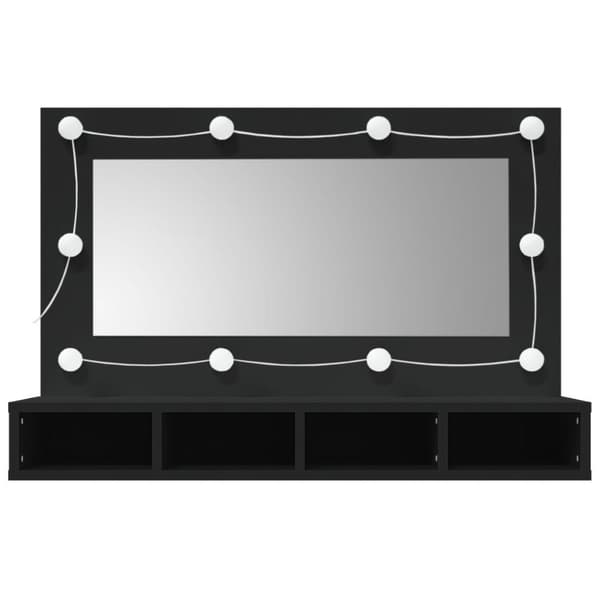vidaXL spejlskab med LED-lys 90x31,5x62 cm sort -  Badeværelsesborde