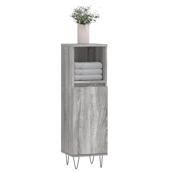 vidaXL Badrumsskåp grå sonoma 30x30x100 cm konstruerat trä -  Badrumsunderskåp