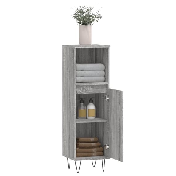 vidaXL Badrumsskåp grå sonoma 30x30x100 cm konstruerat trä -  Badrumsunderskåp