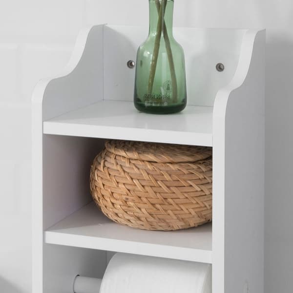 Rootz-kylpyhuonekaappi - WC-paperipidike - Säilytysjärjestelmä - Tilaa säästävä muotoilu - Säädettävät hyllyt - Valkoinen MDF - 20cm x 100cm x 20cm