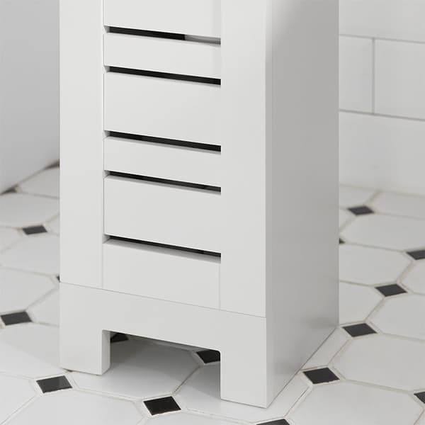Rootz smalt toalettpappersskåp - Badrumsförvaring - Space Saver - MDF-konstruktion - Mögelbeständig - Luftgenomsläppliga lameller - 20cm x 79cm x 18cm