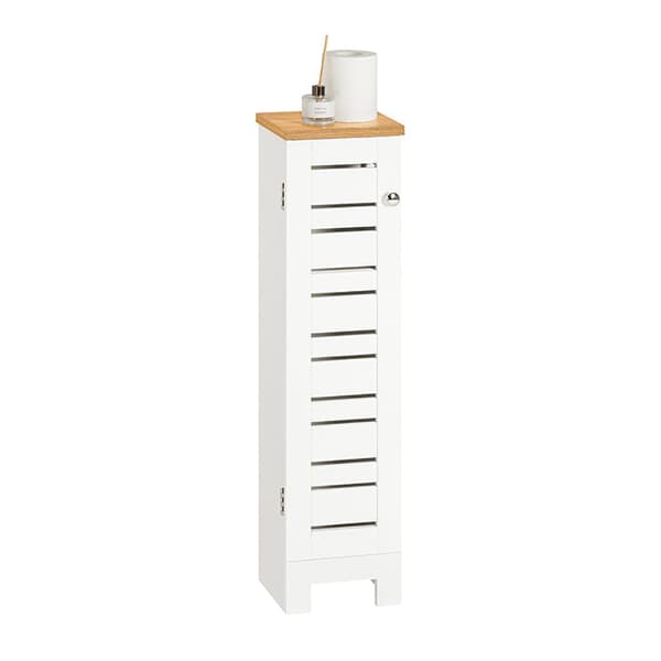 Rootz smalt toalettpappersskåp - Badrumsförvaring - Space Saver - MDF-konstruktion - Mögelbeständig - Luftgenomsläppliga lameller - 20cm x 79cm x 18cm