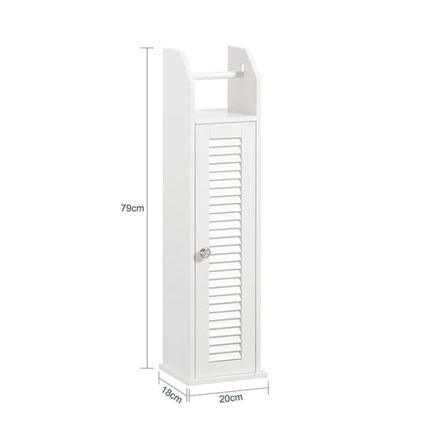 Rootzin kapea wc-paperikaappi - Kylpyhuoneen säilytystila - Tilansäästäjä - Homeenkestävä - Ilmaa läpäisevä säleovi - 20 cm x 79 cm x 18 cm
