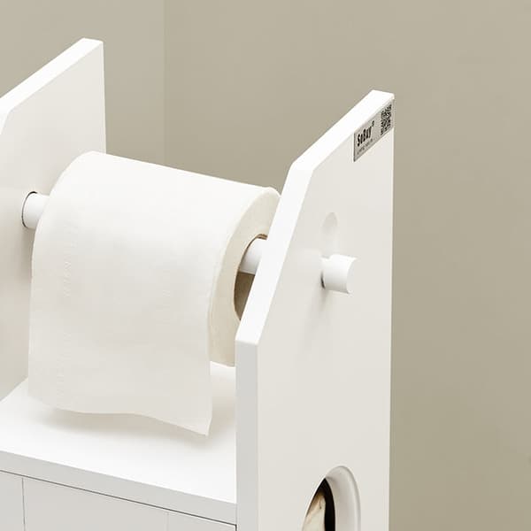 Rootzin kapea wc-paperikaappi - Kylpyhuoneen säilytystila - Tilansäästäjä - Homeenkestävä - Ilmaa läpäisevä säleovi - 20 cm x 79 cm x 18 cm