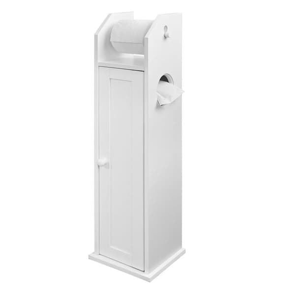 Rootz White Badeværelsesskab - Toiletpapirholder - Opbevaringsorganisator - Pladsbesparende design - Luftcirkulationsfunktion - Ca. B20 x D18 x H78 cm